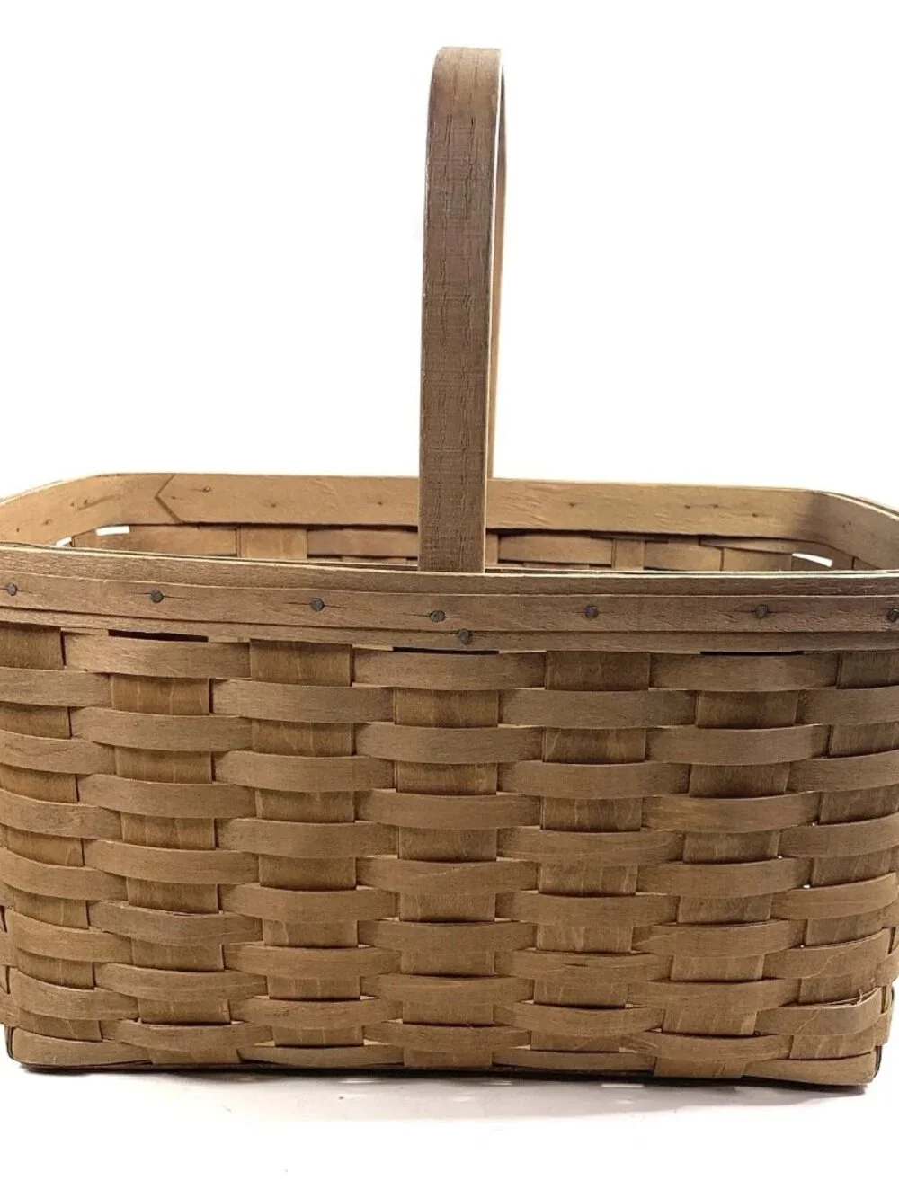 Vintage 1985 Longaberger Single Handle Brown Basket 16” Tall x 16” L x 11.5” W